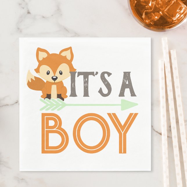Serviette En Papier Fox C'est un garçon Boy Baby shower papier Napkins (Créateur téléchargé)