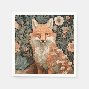 Serviette En Papier Fox dans le jardin d'automne William Morris Style