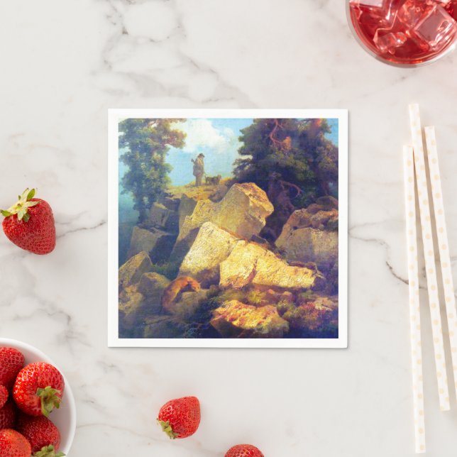 Serviette En Papier Fox Hunt Josef Navrátil Après 1850 (En situation)