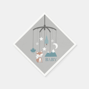 Serviette En Papier Fox Mobile moderne Baby shower bleu serviettes