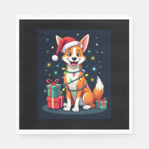 Serviette En Papier Fox Terrier Xmas Éclairage Père Noël Fox Terrier C