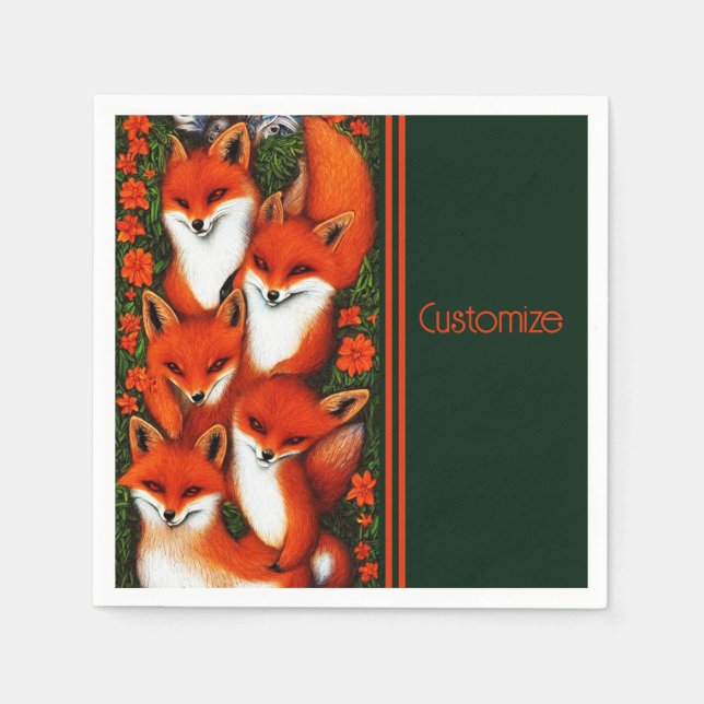 Serviette En Papier Foxy Fun Green (Devant)