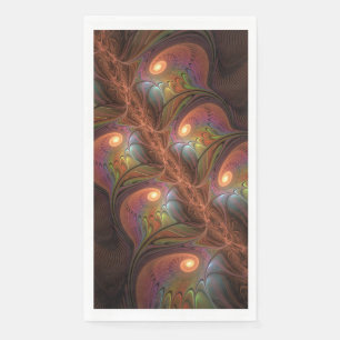 Serviette En Papier Fractale marron abstrait fluorescent coloré trippy