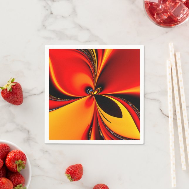 Serviette En Papier Fractale Orange Fury  (En situation)
