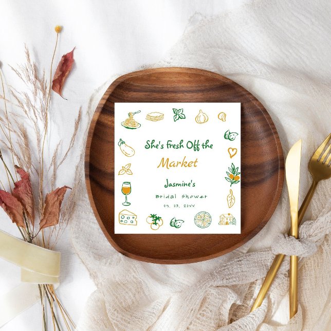 Serviette En Papier Fraîche Hors Du Marché Douche Nuptiale Tirée À La  (Créateur téléchargé)