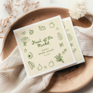 Serviette En Papier Fraîchement Sorti du Marché Main Verte Dessinée