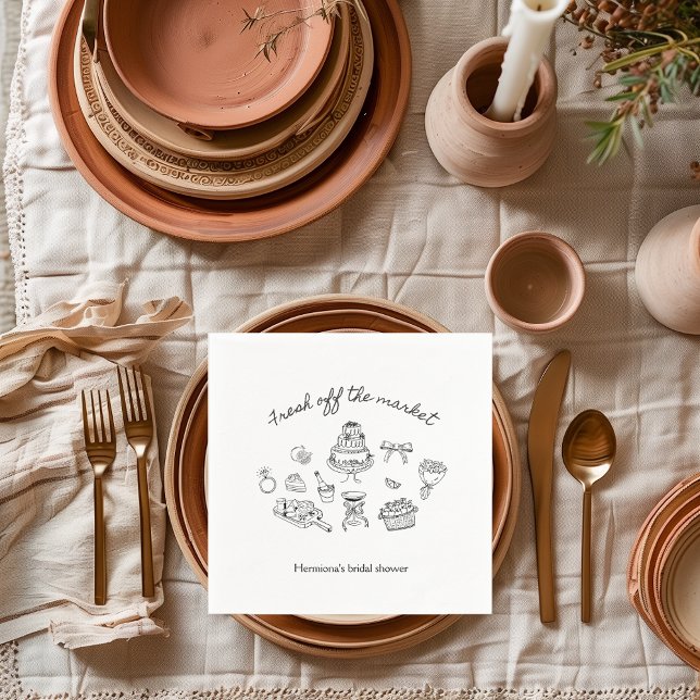 Serviette En Papier Fraîchement sortie du marché Mariage douche dessin (fresh off the market bridal shower napkin)