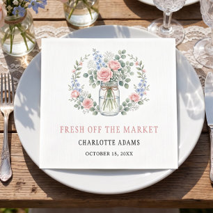 Serviette En Papier Fraîchement sortie du marché Mariage Pot Mason