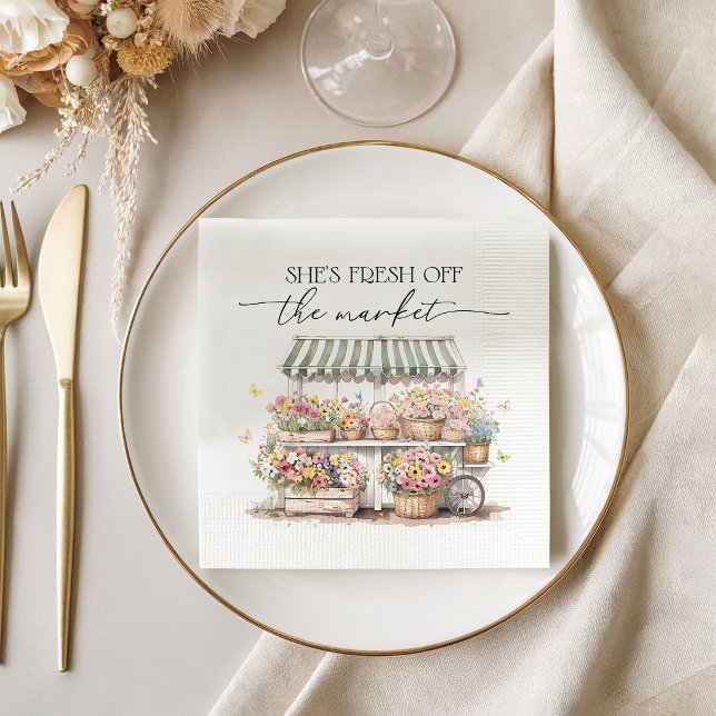 Serviette En Papier Frais Sorti du Marché Fête de Mariage Aquarelle (Créateur téléchargé)