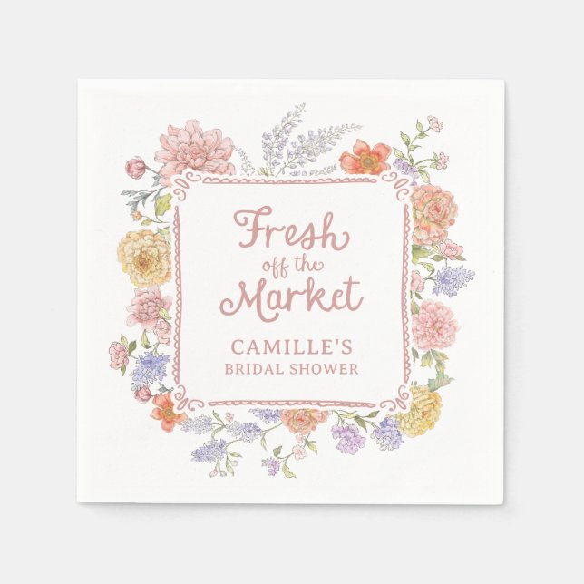 Serviette En Papier Frais sortis du Marché Fleurs Robe de Mariée  (Devant)
