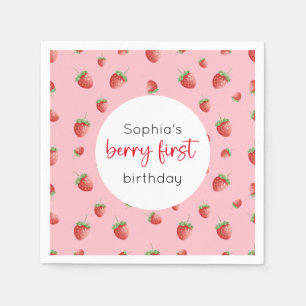Serviette En Papier fraise 1er anniversaire Berry 1er