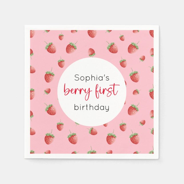 Serviette En Papier fraise 1er anniversaire Berry 1er (Devant)