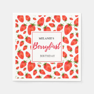 Serviette En Papier Fraise 1er anniversaire   Berry Motif