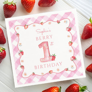Serviette En Papier Fraise 1er Anniversaire Fête Berry First Sweet