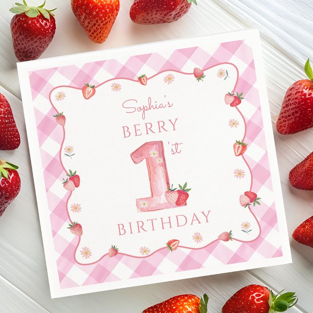 Serviette En Papier Fraise 1er Anniversaire Fête Berry First Sweet (Créateur téléchargé)