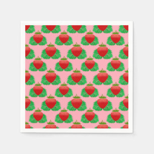 Serviette En Papier Fraise - arrière - plan rose