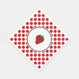Serviette En Papier Fraise aux points rouges