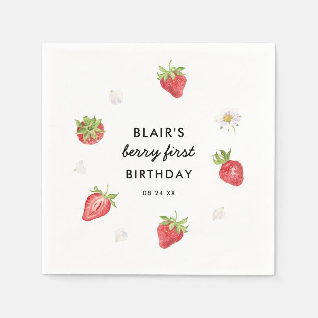 Serviette En Papier Fraise Berry Sweet Anniversaire (Devant)