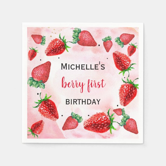 Serviette En Papier Fraise Berry Sweet Girl'Anniversaire (Devant)