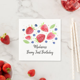Serviette En Papier Fraise bleuet Berry Sweet Anniversaire