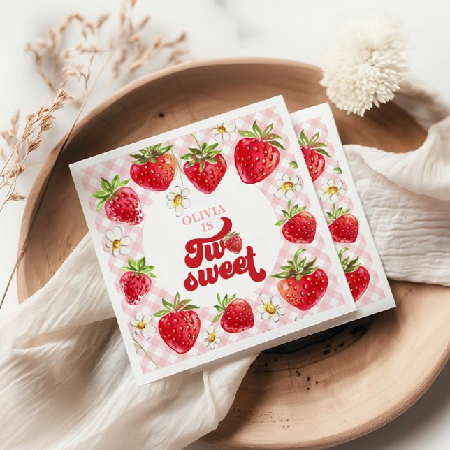 Serviette En Papier Fraise Deux Douce 2ème Anniversaire (Créateur téléchargé)