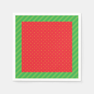 Serviette En Papier Fraise fruit d'été rouge et vert