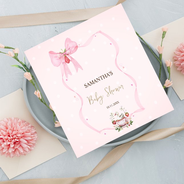 Serviette En Papier Fraise, Oie, Cadre à Nœud Papillon à Points Bébé S (Créateur téléchargé)
