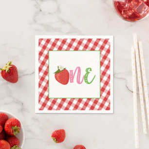 Serviette En Papier Fraise Premier Anniversaire Napkin - ONE