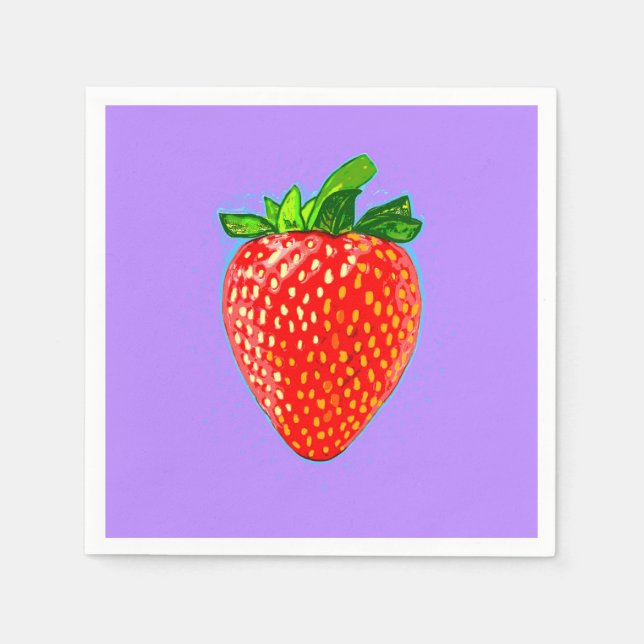 Serviette En Papier Fraise rouge en style pop art (Devant)