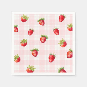 Serviette En Papier Fraise sucrée couche rustique bébé fille douche