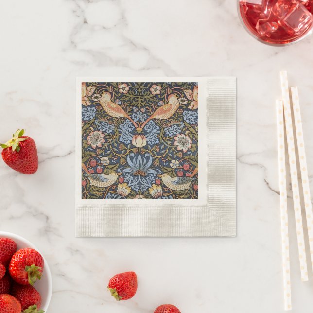 Serviette En Papier Fraise Thief Oiseaux William Morris (En situation)