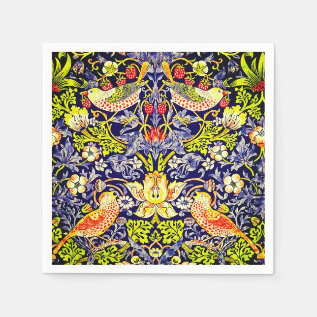 Serviette En Papier Fraise Thief Oiseaux William Morris (Devant)