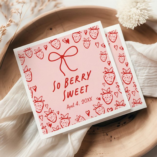 Serviette En Papier Fraise Whimsical Coquette Bow Girls Anniversaire (Créateur téléchargé)