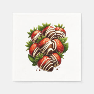 Serviette En Papier Fraises au Chocolat Dessert de Fraises Fête