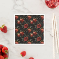 Fraises baroques et Roses Motif sans couture