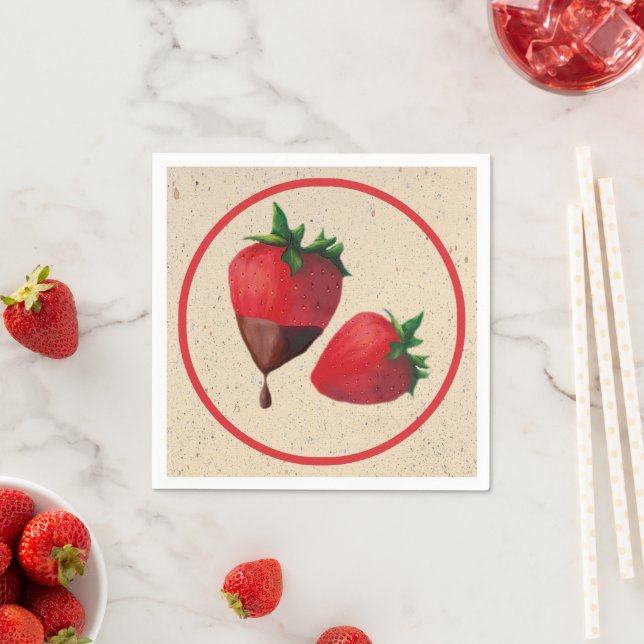 Serviette En Papier Fraises couvertes de chocolat (En situation)
