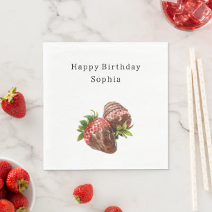 Serviette En Papier Fraises couvertes de chocolat Anniversaire