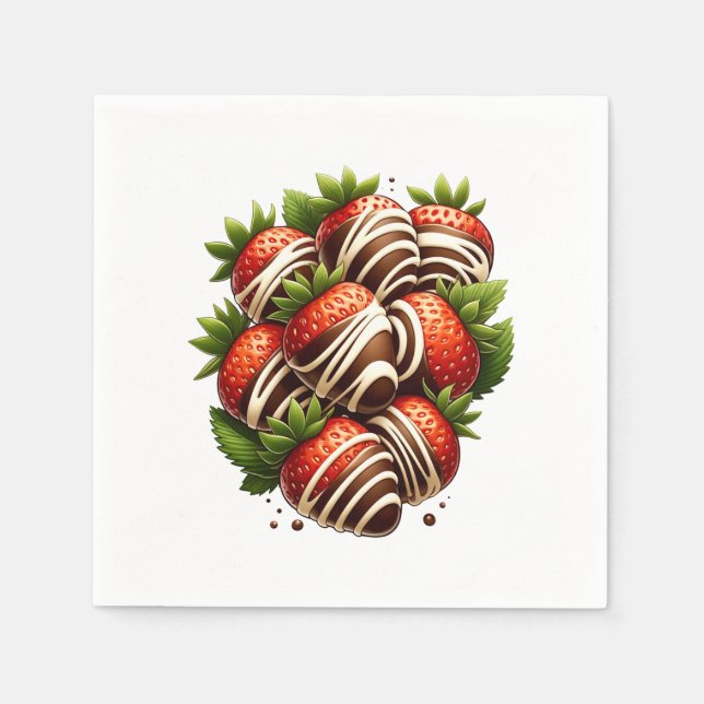 Serviette En Papier Fraises de chocolat Fraises Fraise Dessert Party (Devant)
