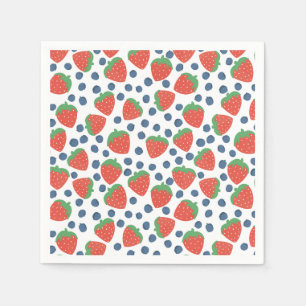 Serviette En Papier Fraises et bleuets Motif de fruits d'été