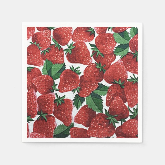 Serviette En Papier Fraises et crème (Devant)