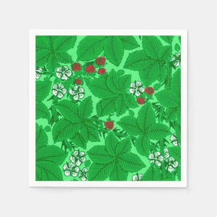Serviette En Papier Fraises et Feuilles Art Nouveau, Lime Green
