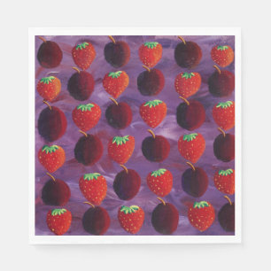 Serviette En Papier Fraises et Prunes Fruit Rouge