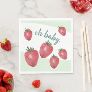 Serviette En Papier Fraises Mignonnes Aquarelle Peintes à la Main sur