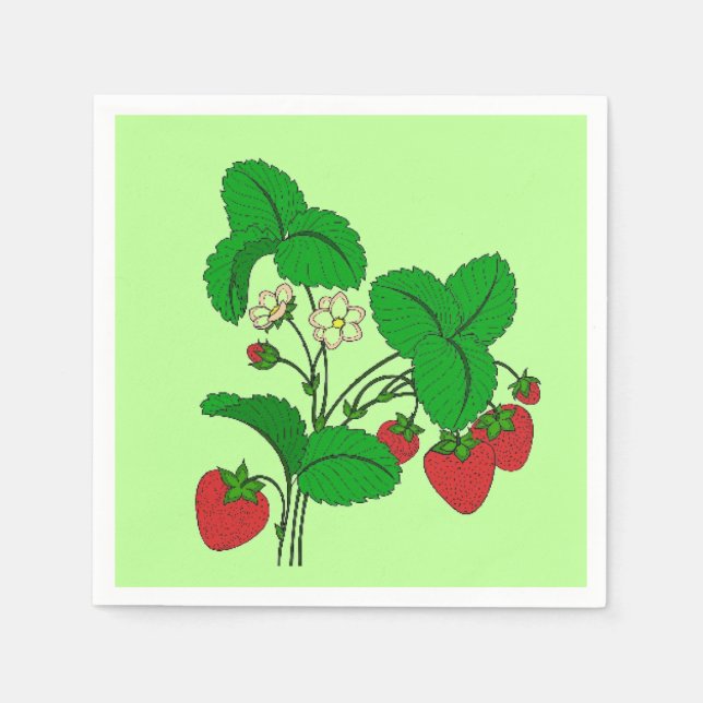 Serviette En Papier Fraises pour le petit-déjeuner (Devant)