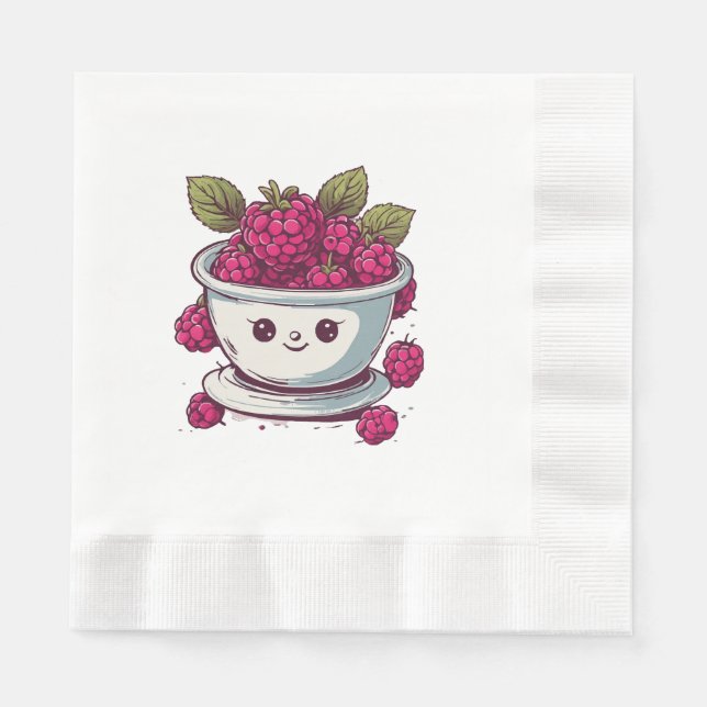 SERVIETTE EN PAPIER FRAMBOISE MIGNONNE (Devant)