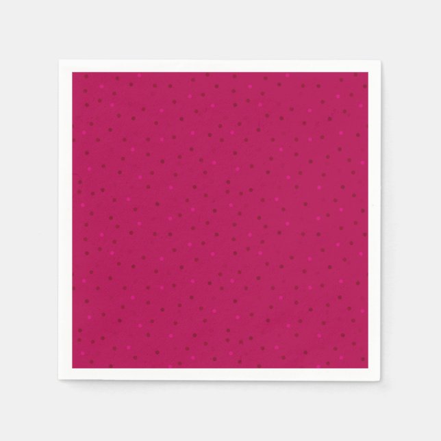 Serviette En Papier Framboise monochrome avec petits pois. (Devant)