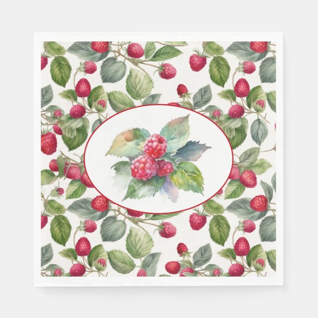 Serviette En Papier Framboises mignonnes aquarelle (Devant)