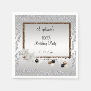 Serviette En Papier Framed Elegance 100th Birthday Party