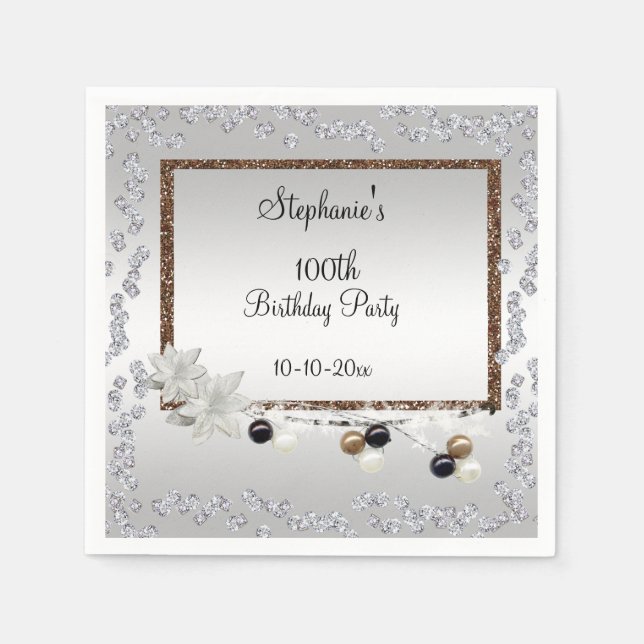 Serviette En Papier Framed Elegance 100th Birthday Party (Devant)