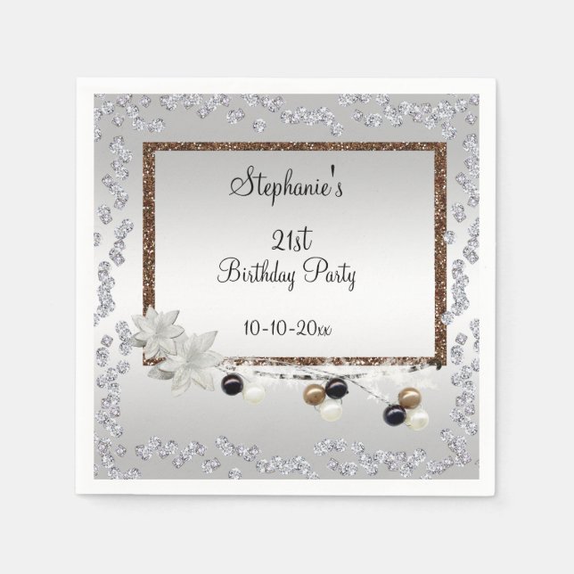 Serviette En Papier Framed Elegance 21st Birthday Party (Devant)